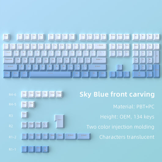 Keycaps Mecánicos PBT Degradado Azul Cielo con Grabado Luminoso - Image 8