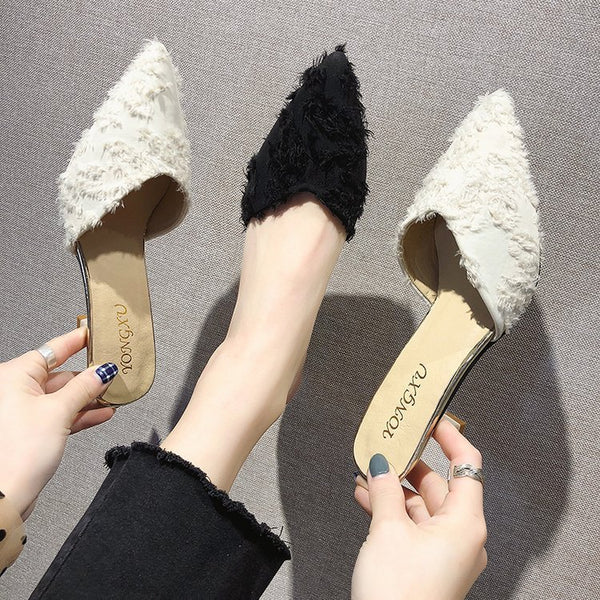 Pantuflas Stiletto de Gamuza Coreanas para Mujer