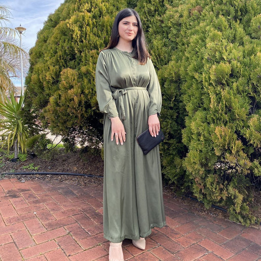 Jumpsuit Talla Grande Satinado Manga Larga Cintura Ancha para Mujer - Image 3