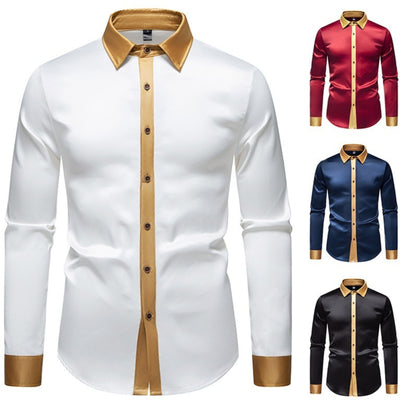 Camisa Manga Larga Satinada Bicolor para Hombre