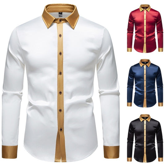 Camisa Manga Larga Satinada Bicolor para Hombre