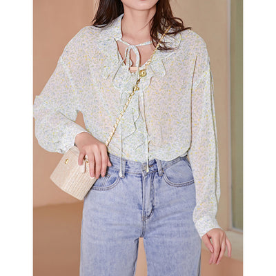 Blusa Francesa con Solapas y Estampado Floral Elegante - Image 9