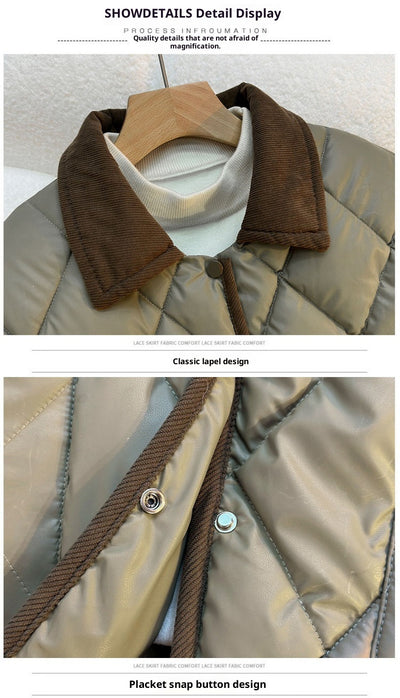 Chaqueta de Algodón Estampado Diamante - Suelta y Versátil - Image 8