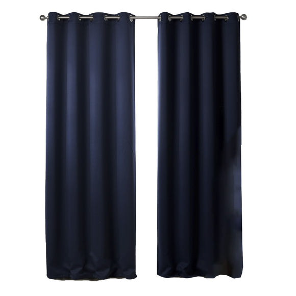 Cortinas Blackout Azul Oscuro con Estampado para Dormitorio