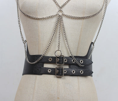 Cinturón de Cuero con Cadena Punk Metal para Mujer - Image 8