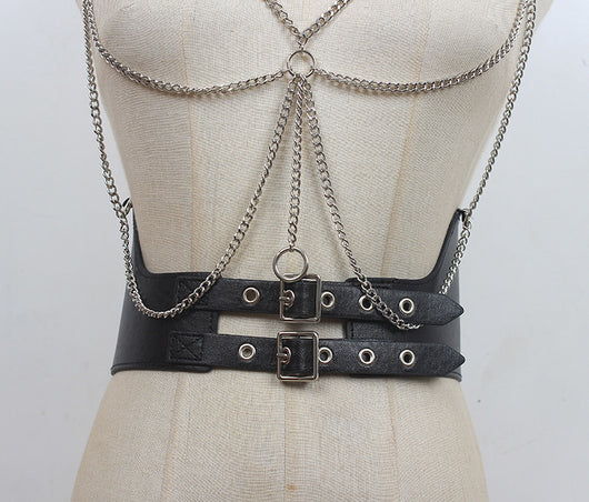 Cinturón de Cuero con Cadena Punk Metal para Mujer - Image 8