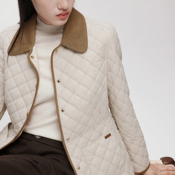 Chaqueta Acolchada de Algodón Ligero Clásica con Diseño Diamante