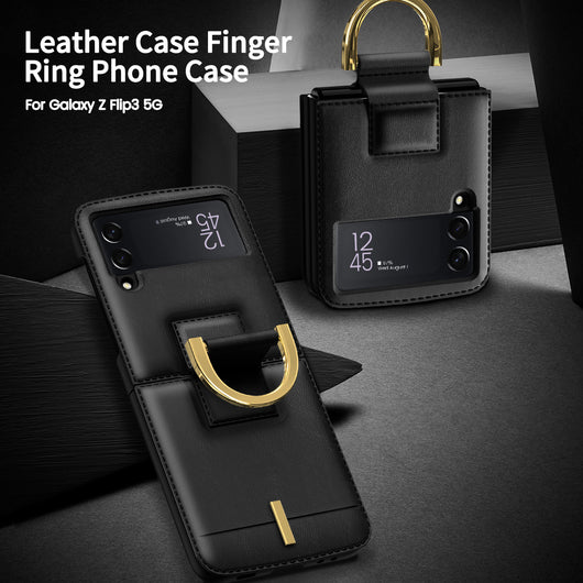 Funda Protectora con Pantalla Plegable, Anillo Anticalda y Correa de Cuero - Image 8