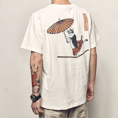 Playera Estampada Gato Acróbata para Hombre