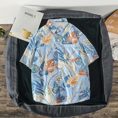 Camisa Suelta Estampada de Manga Corta para Hombre - Image 46