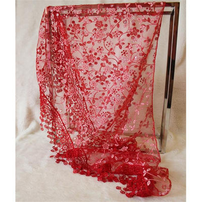 Pañuelo de Seda con Encaje Hueco y Rosa Quemada Triángulo - Image 9
