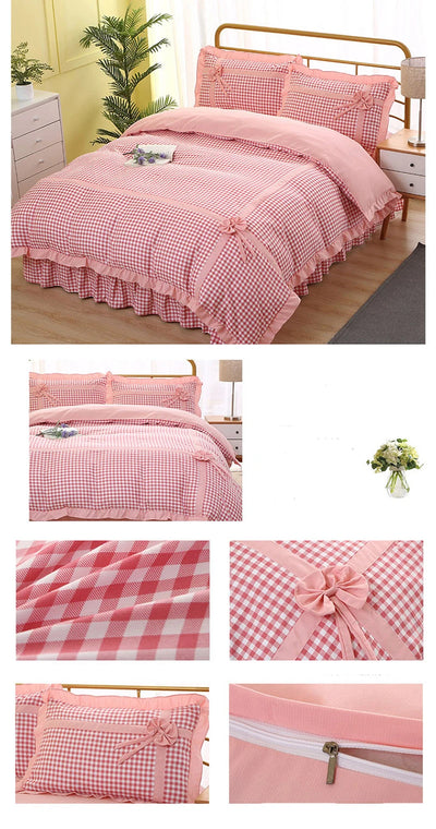 Conjunto de Pijama Cuadrille Estilo Princesa Coreano de 4 Piezas con Encaje - Image 21