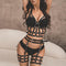 Conjunto de Lencería Bondage Ajustable en Cuero Negro
