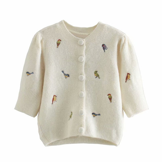 Cardigan Corto Tejido con Bordado para Otoño e Invierno - Image 7