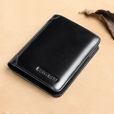 Billetera Vertical Tri-fold de Cuero Mate para Hombre - Image 2