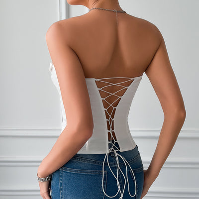 Corset Satinado con Encaje de Espina de Pez y Anillo de Acero - Image 14