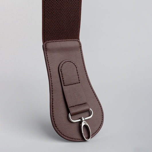 Cinturón Elástico PU Otoño Invierno para Mujer - Café y Negro Elegante - Image 45