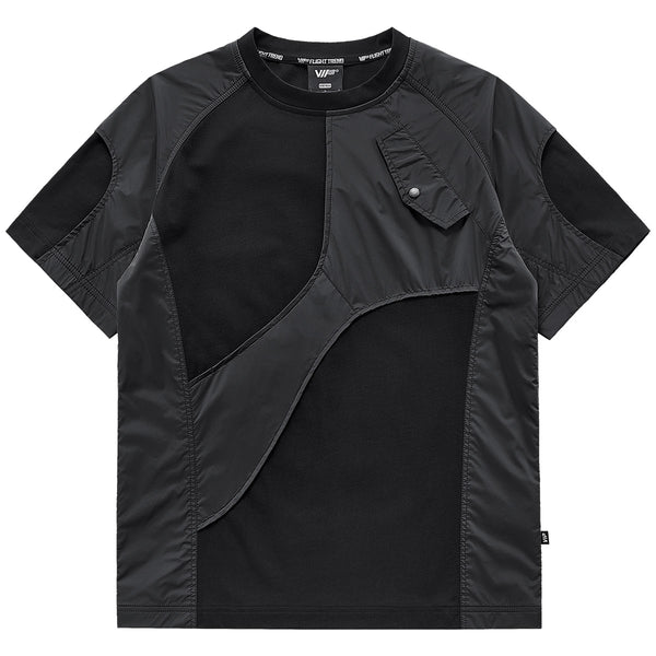 Playera Hombre Verano Diseño Patchwork Tejido Aguja Manga Corta