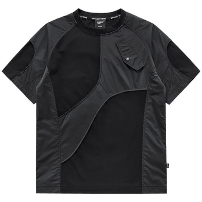 Playera Hombre Verano Diseño Patchwork Tejido Aguja Manga Corta