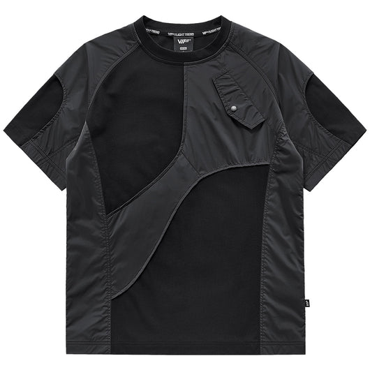 Playera Hombre Verano Diseño Patchwork Tejido Aguja Manga Corta