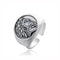 Sterling Plateado Zeus Coin Personality All-Match Ring Blanco Dorado Color Female Tamaño Adjustable Opening
