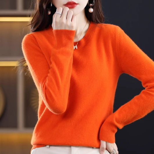 Suéter de Lana Pura Cuello Redondo Mujer - Diseño Holgado Otoño Invierno - Image 11