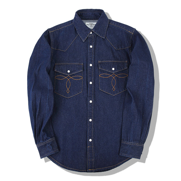Camisa Denim Lavado Floral con Bolsillo Frontal - Image 4