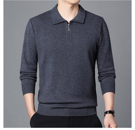 Suéter de Lana 100% Premium con Cuello Solapa - Manga Larga Tejida para Hombre - Image 30