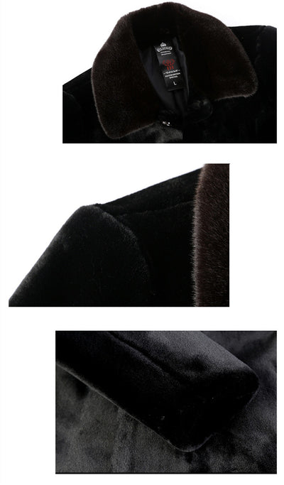 Abrigo de Cuero para Hombre Largo Hasta la Rodilla con Detalles de Piel de Cordero - Image 12
