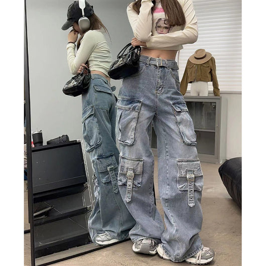 Pantalón Vaquero Vintage Estilo Callejero Americano con Múltiples Bolsillos - Image 2