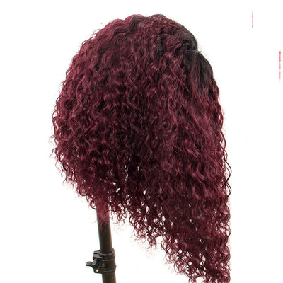 Peluca Encaje Completo Cabello Natural Degradado Borgoña - Frente de Encaje - Image 11
