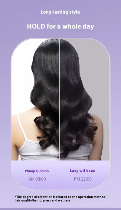 Gradient purple wireless automatic hair curler with a sleek design, one-button start, and three-speed adjustment. - Image 17