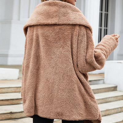 Cardigan de Felpa Marrón Reversible de Manga Larga - Abrigo Trendy Doble Cara - Image 12