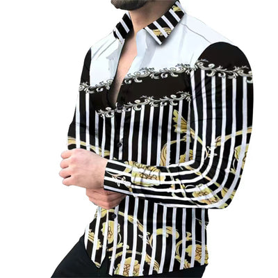 Camisa Casual de Manga Larga con Impresión Digital 3D para Hombre - Image 23