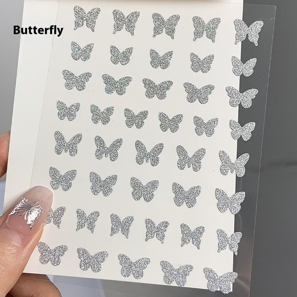 Decoraciones de Uñas Mariposa y Estrella Plateada - Adhesivo Reutilizable - Image 5