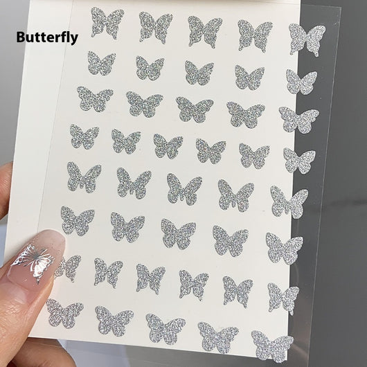 Decoraciones de Uñas Mariposa y Estrella Plateada - Adhesivo Reutilizable - Image 5