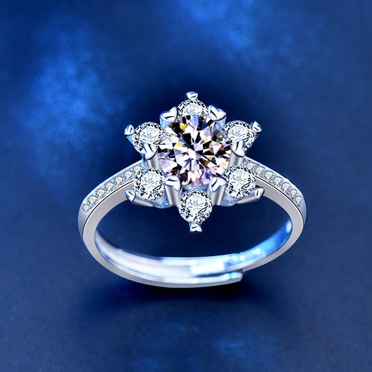 Anillo de Plata 925 con Moissanita Copo de Nieve para Mujer - Image 10