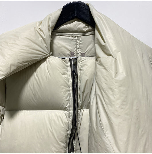 Chaqueta Temperament Blanca de Plumas de Pato con Cuello Alzado y Cierre - Image 5