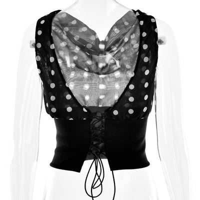 Blusa Crop Top Chiffon con Lunares y Espalda Descubierta - Top Casual Verano - Image 13