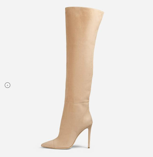 Botas Stiletto Sobre la Rodilla en Gamuza Amarillo y Azul - Tallas Grandes Mujer - Image 5