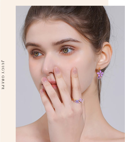 Anillo Ajustable con Flor Myosotis Silvestre para Mujer - Image 11