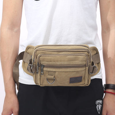 Riñonera de Lona con 4 Bolsillos para Hombre - Bolsa de Cintura Ajustable para Viajes y Actividades Outdoor - Image 3