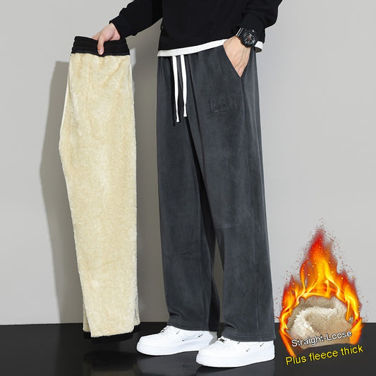 Pantalones Casuales de Cachemira para Hombre - Corte Recto y Pierna Ancha