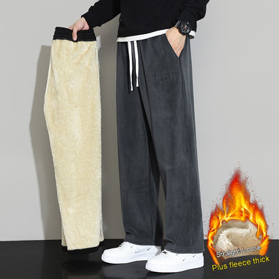Pantalones Casuales de Cachemira para Hombre - Corte Recto y Pierna Ancha