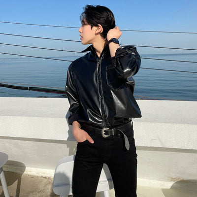 Chaqueta de Cuero Estilo Hong Kong con Camisa Manga Larga Japonesa - Image 2