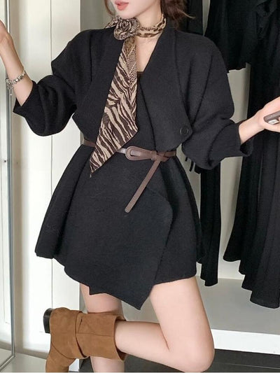 Cardigan Tejido de Largo Medio con Solapa Irregular - Image 9