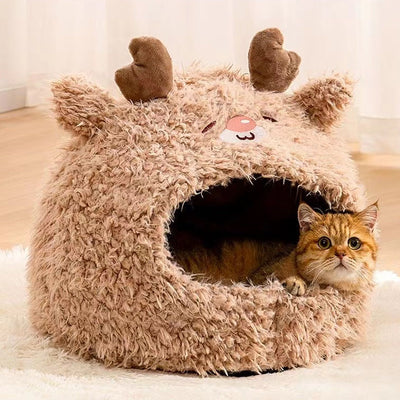 Cama Nido Semicerrada para Gatos y Perros - Refugio Cálido tipo Yurta en Felpa - Image 3