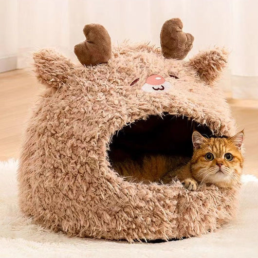Cama Nido Semicerrada para Gatos y Perros - Refugio Cálido tipo Yurta en Felpa - Image 3