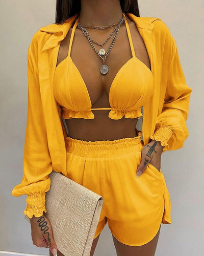 Traje de Baño de Tres Piezas Estilo Playa para Mujer - Image 10