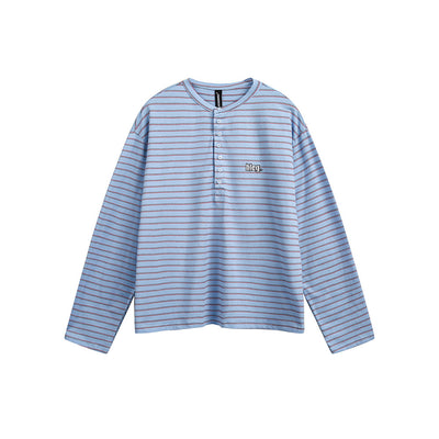 Camiseta Manga Larga Rayas Retro Americana con Bordado para Hombre - Image 4